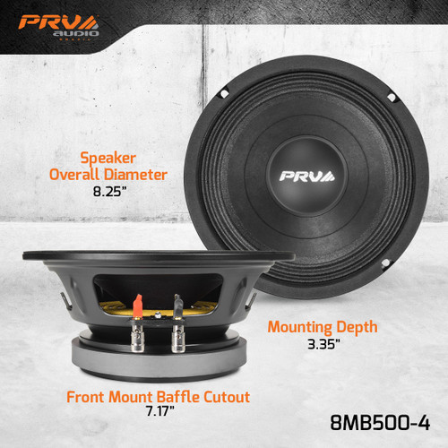PRV Audio 8MB500-4 8″ 500W RMS Midbass Loudspeaker - 4 Ohm