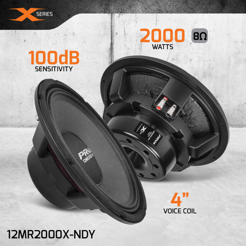 PRV Audio 12MR2000X-NDY 12" 2000W RMS Neodymium Midrange Loudspeaker - 8 Ohm
