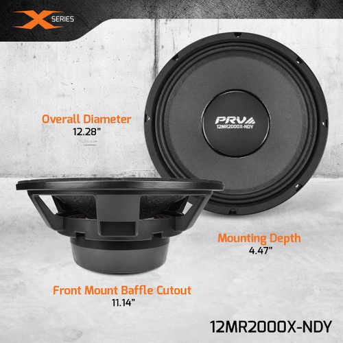 PRV Audio 12MR2000X-NDY 12" 2000W RMS Neodymium Midrange Loudspeaker - 8 Ohm