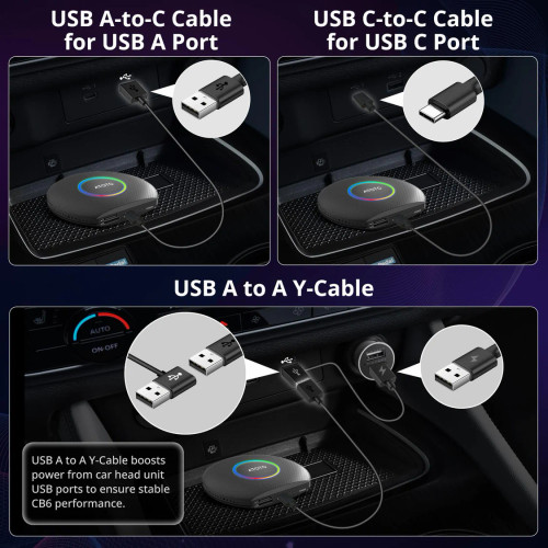 Atoto CB6 Wireless CarPlay Adapter (Wired to Wireless Converter)