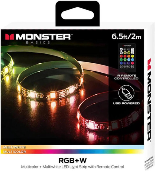 Monster MLB71027BLK 6.5ft Multi-Color and Multi-White LED Light Strip
