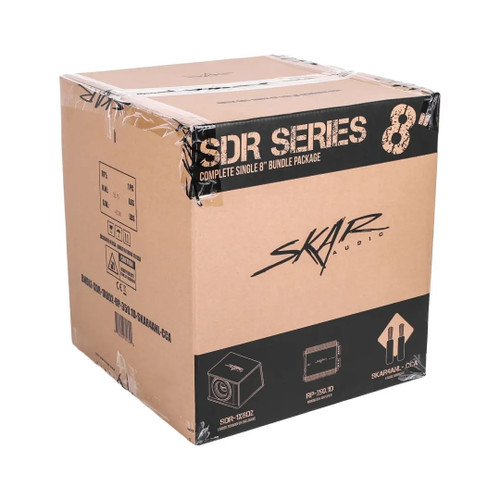 Skar Audio BNDLE-SDR1X8D2 Single 8" 350W RMS SDR Series Complete Subwoofer Package with Vented Enclosure and Amplifier