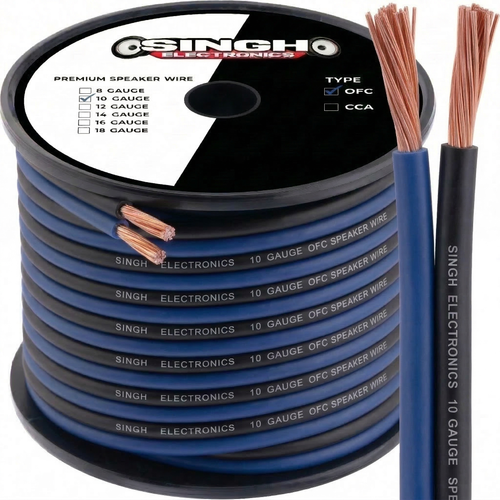 Singh Electronics 10 Gauge OFC Speaker Wire - Per Foot (Blue/Black)