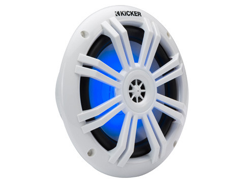 Kicker 51KM604WL 6.5" 50W RMS Marine Coaxial Speakers with RGB LED Lighting - 4 Ohm (White) 
