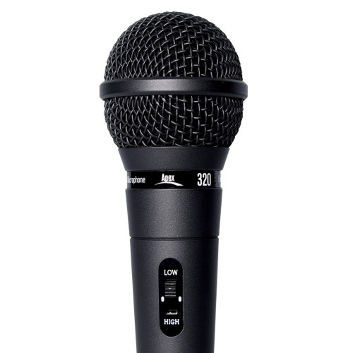 Apex Electronics APEX320 Dual-Impedance Dynamic Cardioid Microphone Detachable XLR-XLR Cable and Microphone Clip