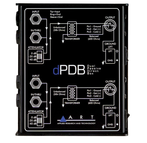 Art Pro Audio dPDB 2-Channel Passive Direct Box Connects Unbalanced Instrument, Line, or Speaker Signals to Balanced Inputs
