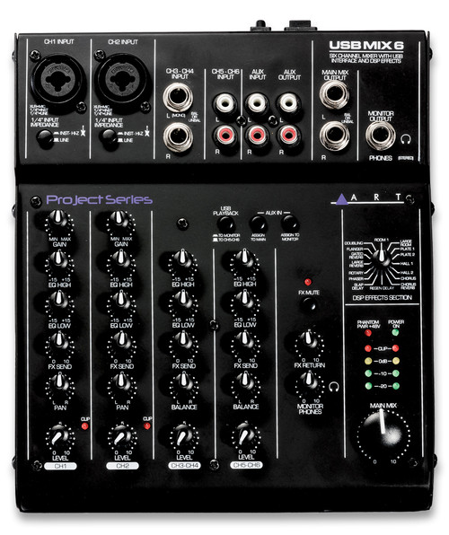 Art Pro Audio USBMIX6 6-Channel USB Recording Mixer with FX