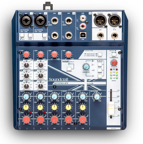 Soundcraft NOTEPAD-8FX 8-Channel Analog Mixer with USB I/O and Lexicon Effects