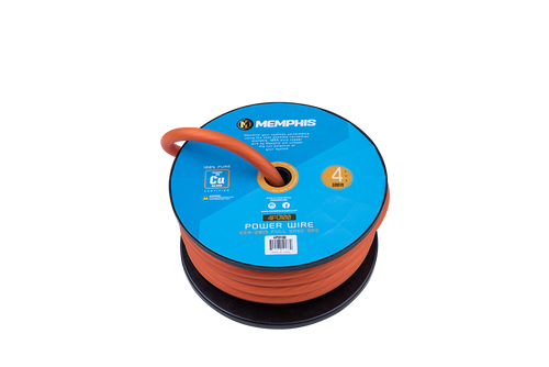 Memphis Audio 4FO100 4-Gauge OFC Power Wire – 100ft Spool (Orange) 