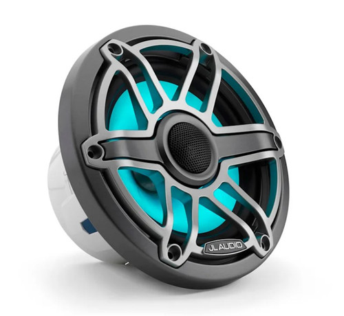 JL Audio M6-650X-S-GmTi-i M6 Series 6.5" 75W RMS Marine Speakers with LED Lights - Gunmetal Sport Grille 