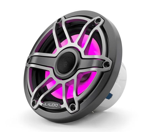 JL Audio M6-650X-S-GmTi-i M6 Series 6.5" 75W RMS Marine Speakers with LED Lights - Gunmetal Sport Grille 