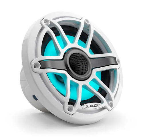JL Audio M6-650X-S-GwGw-i M6 Series 6.5" 75W RMS Marine Speakers with RGB LED Lighting and White Sport Grille