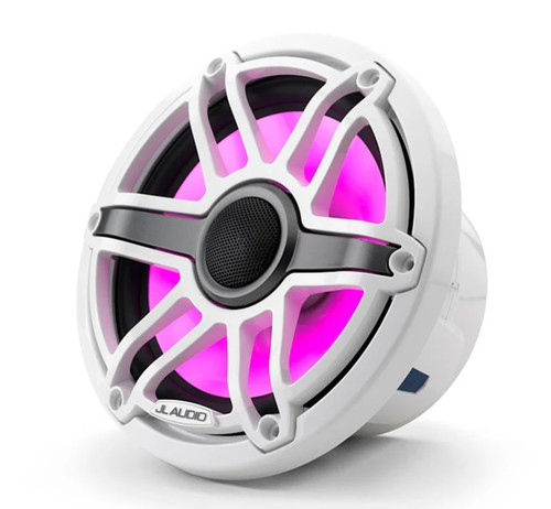 JL Audio M6-770x-S-GwGw-i M6 Series 7.7" 100W RMS Marine Speakers with RGB LED Lighting and White Sport Grille 