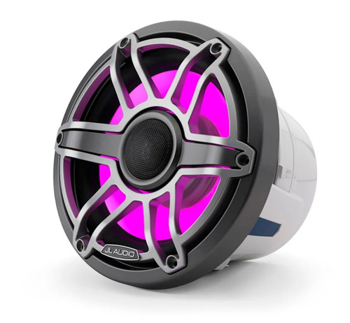 JL Audio M6-880X-S-GmTi-i M6 Series 8.8" 125W RMS Marine Speakers with RGB LED Lighting and Gunmetal Sport Grille 