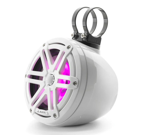 JL Audio M3-650VEX-Gw-S-Gw-i M3 Series 6.5" 60W RMS White Marine Speakers with RGB LED Lighting and White Sport Grille 