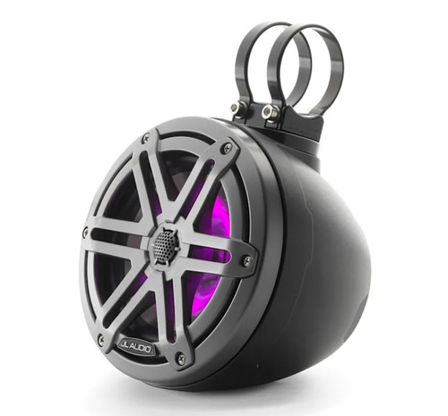 JL Audio M3-650VEX-Mb-S-Gm-i M3 Series 6.5" 60W RMS Matte Black Marine Speakers with RGB LED Lighting and Gunmetal Sport Grille 