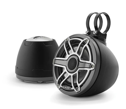 JL Audio M6-650VEX-Mb-S-GmTi M6 Series 6.5" 75W RMS Matte Black Marine Speakers with Gunmetal Trim Ring and Titanium Sport Grille 