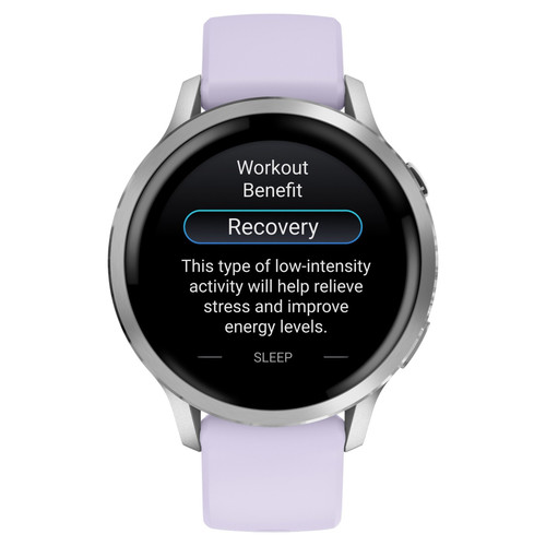 Garmin Venu 4 Fitness & Health Smartwatch – Silver with Periwinkle Silicone Band
