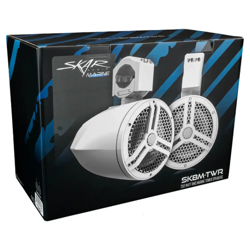 Skar SK8M-TWR 8" 2-Way 250W RMS Marine Tower Speakers (Pair) – White
