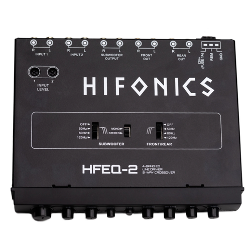 Hifonics HFEQ-2 4-Band Equalizer with 9V Line-Driver & Multiple-Source Processor