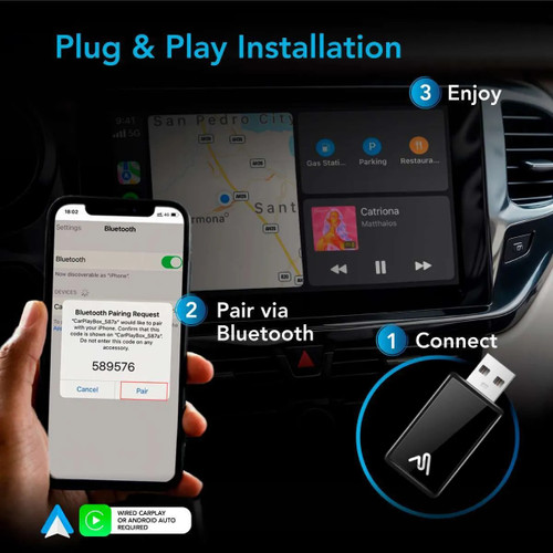 AutoSky WUA-8 Wireless Carplay and Android Auto Adapter – Sapphire Edition 