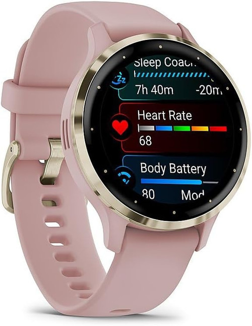 Garmin Venu 3S Fitness Smartwatch - Slate with Dust Rose Band
