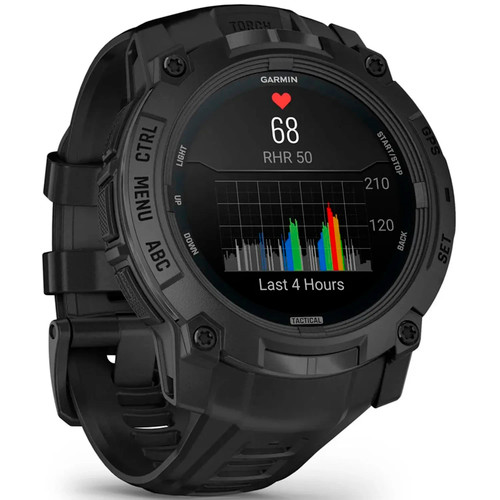 Garmin Instinct 3 Outdoor Recreation / Adventure Smartwatch – Black with Black Band (Tactical Edition)