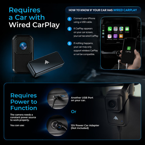 AutoSky AS-BMA-100 SmartView Connect Wireless CarPlay / Android Auto Adapter with HD Baby Monitor