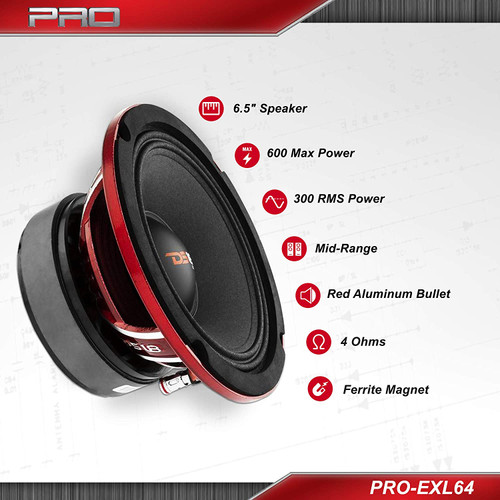DS18 PRO-EXL64 6.5" 300W RMS Midrange Speaker - 4 Ohm 