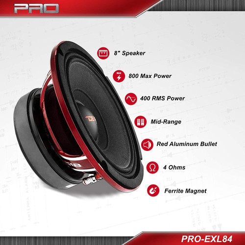 DS18 PRO-EXL84 8" 400W RMS Midrange Speaker - 4 Ohm 
