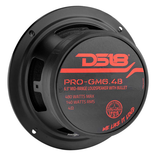 DS18 PRO-GM6.4B 6.5" 140W RMS Mid-Range Loudspeaker with Bullet - 4 Ohm