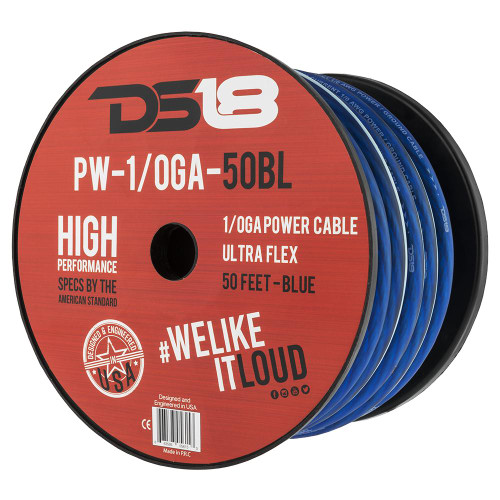 DS18 PW-1/0GA-50 1/0 Gauge CCA Power/Ground Wire - 50ft Spool 
