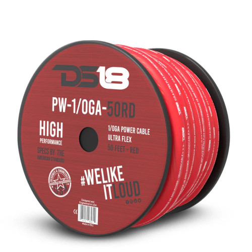 DS18 PW-1/0GA-50 1/0 Gauge CCA Power/Ground Wire - 50ft Spool 