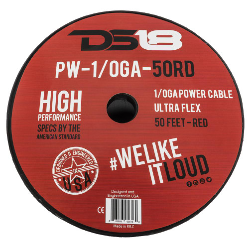 DS18 PW-1/0GA Ultra Flex 1/0 Gauge CCA Power Wire - Per Foot 