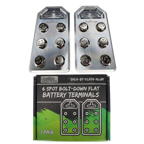 Sky High Car Audio Flat 6 Post Style Battery Terminals - Aluminum (Pair)