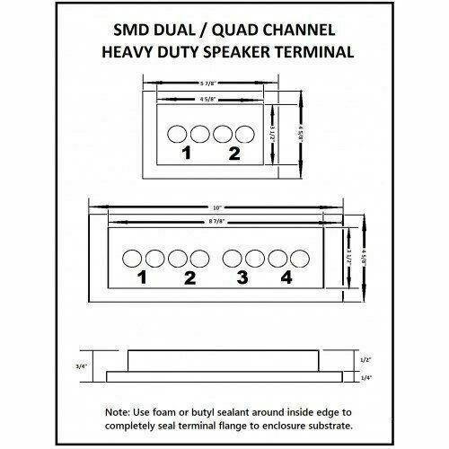 SMD 2 Channel Heavy Duty Speaker Terminal (Grade 8) (3/4" PVC Black) 