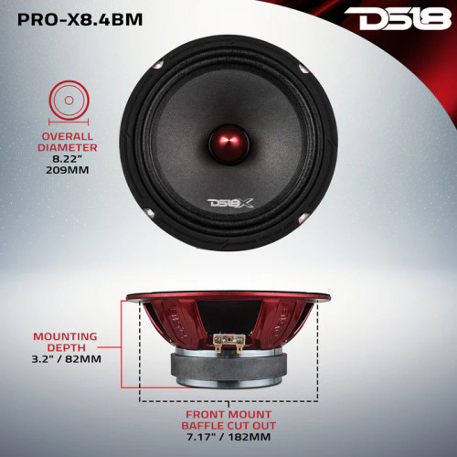 DS18 PRO-X8.4BMPK 8" Midrange Speaker Package with Super Tweeters