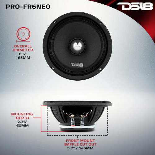 DS18 PRO-FR6NEO 6.5" 225W RMS Neodymium Full-Range Loudspeaker with Bullet - 4 Ohm  