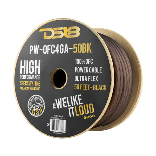 DS18 Ultra Flex 100% OFC Copper 4 Gauge Power/Ground Wire - 50ft Spool