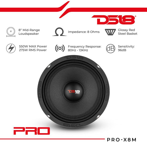 DS18 PRO-X8M 8" Mid-Range Loudspeaker 275W RMS - 8 Ohm