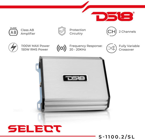 DS18 S-1100.2 SELECT Full-Range Class AB 2-Channel Amplifier 