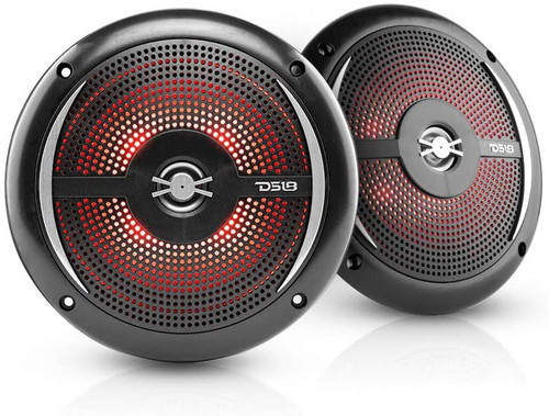 DS18 NXL-6SL/BK 6.5" 25W RMS 2-Way Coaxial Marine Shallow Speaker With LED RGB Lights - Black