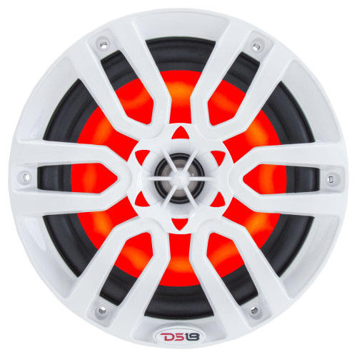 DS18 NXL-6 6.5" 100W RMS 2-Way Coaxial Marine Speaker With LED RGB Lights - White