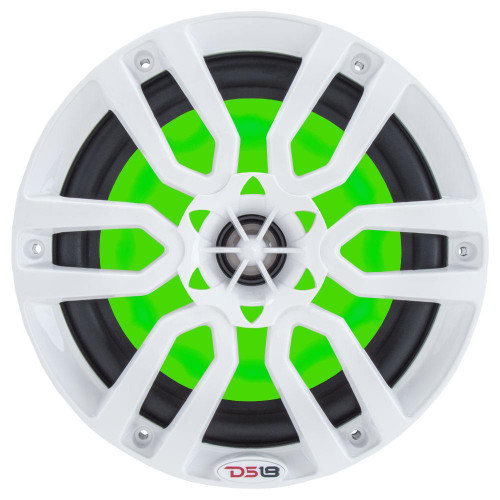 DS18 NXL-6 6.5" 100W RMS 2-Way Coaxial Marine Speaker With LED RGB Lights - White