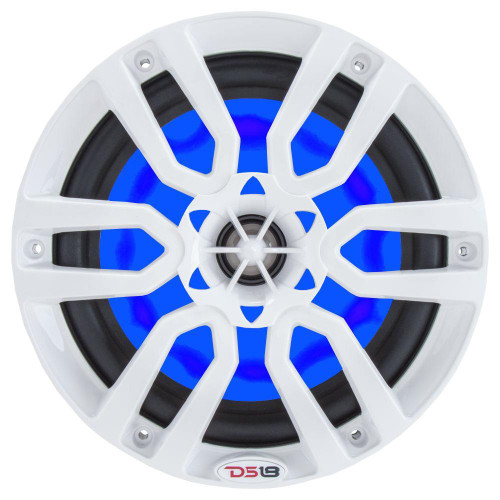 DS18 NXL-6 6.5" 100W RMS 2-Way Coaxial Marine Speaker With LED RGB Lights - White