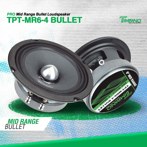 Timpano TPT-MR6-4 BULLET 6.5” 150W RMS Shallow Mount Midrange Car Speaker - 4 Ohm