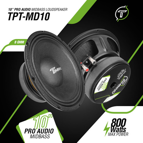 Timpano TPT-MD10 v2 10″ 325W RMS Pro Audio Midbass Speaker - 8 Ohm