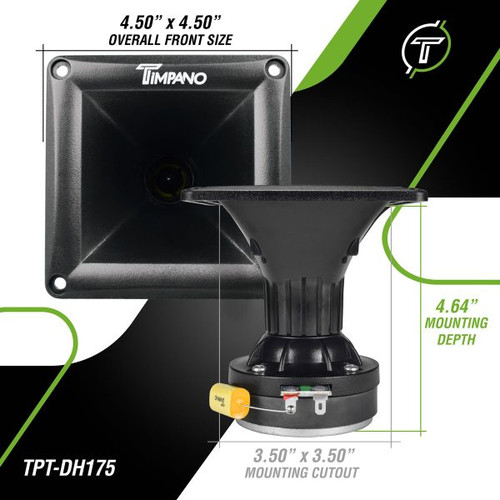 Timpano TPT-DH175 1″ 75W RMS Exit High Frequency Compression Driver + 4×4″ Horn - 8 Ohm
