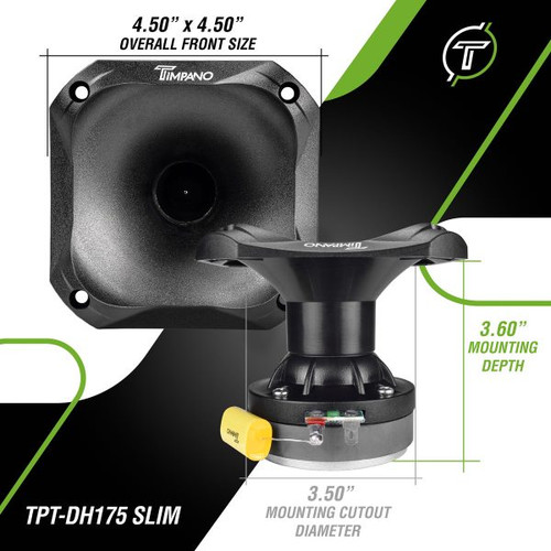Timpano TPT-DH175 Slim 1″ 75W RMS Exit High Frequency Driver + 4×4″ Slim Horn - 8 Ohm