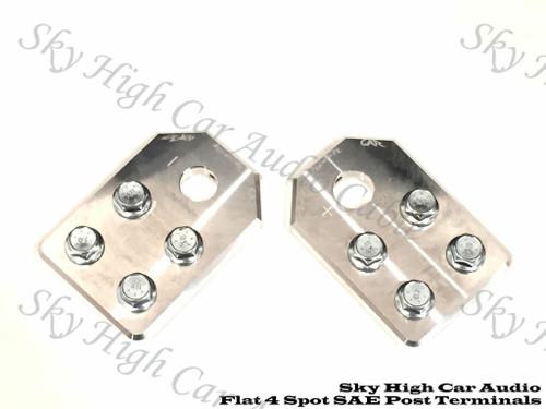 Sky High Car Audio SAE Flat 4 Spot Battery Terminals - Aluminum (Pair)